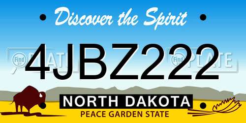 4JBZ222 North Dakota License Plate