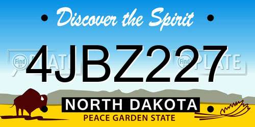 4JBZ227 North Dakota License Plate