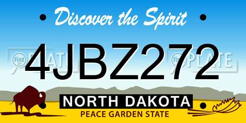 4JBZ272 North Dakota License Plate