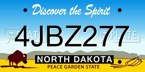 4JBZ277 North Dakota License Plate