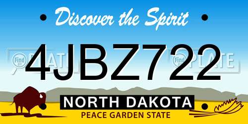 4JBZ722 North Dakota License Plate