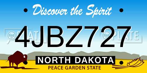 4JBZ727 North Dakota License Plate
