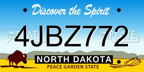 4JBZ772 North Dakota License Plate