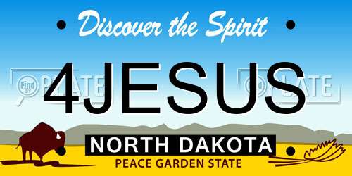 4JESUS North Dakota License Plate
