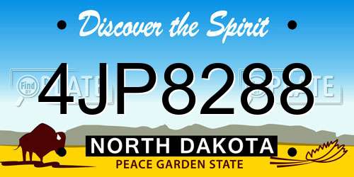 4JP8288 North Dakota License Plate