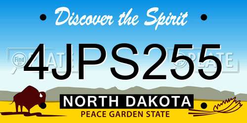 4JPS255 North Dakota License Plate