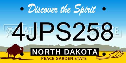 4JPS258 North Dakota License Plate