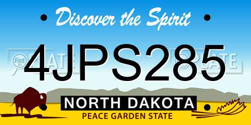 4JPS285 North Dakota License Plate