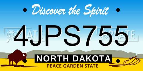 4JPS755 North Dakota License Plate