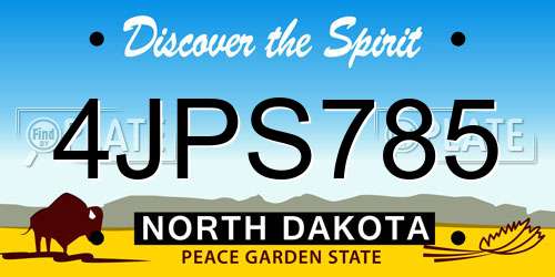 4JPS785 North Dakota License Plate