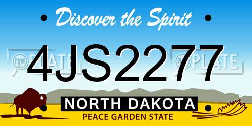 4JS2277 North Dakota License Plate