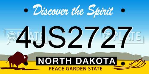 4JS2727 North Dakota License Plate