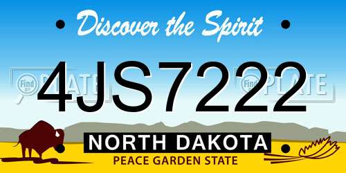 4JS7222 North Dakota License Plate
