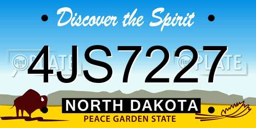 4JS7227 North Dakota License Plate