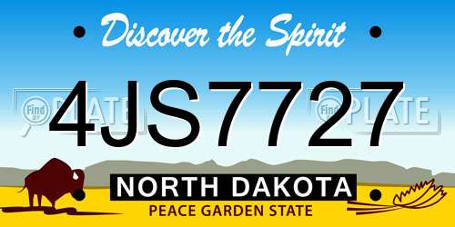 4JS7727 North Dakota License Plate