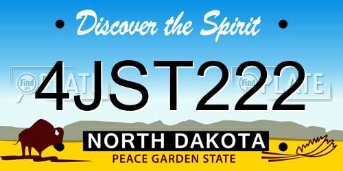4JST222 North Dakota License Plate