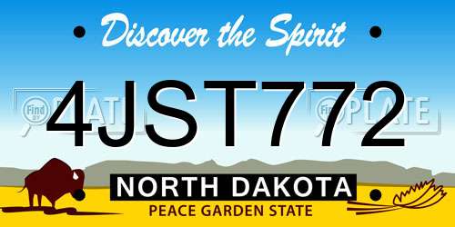 4JST772 North Dakota License Plate