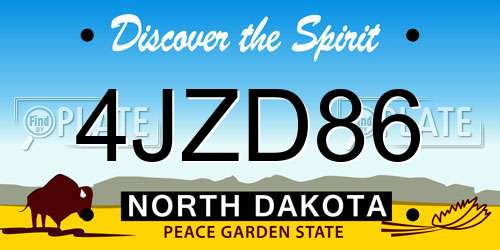4JZD86 North Dakota License Plate