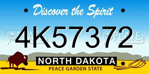 4K57372 North Dakota License Plate