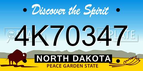 4K70347 North Dakota License Plate