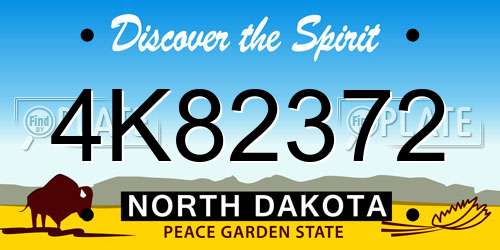 4K82372 North Dakota License Plate