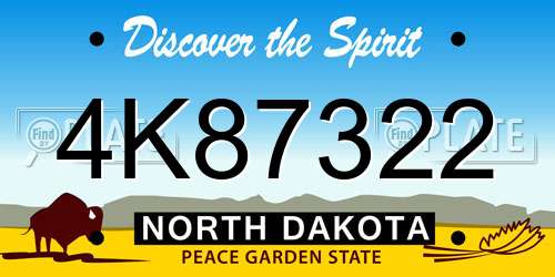 4K87322 North Dakota License Plate