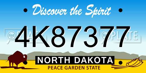 4K87377 North Dakota License Plate