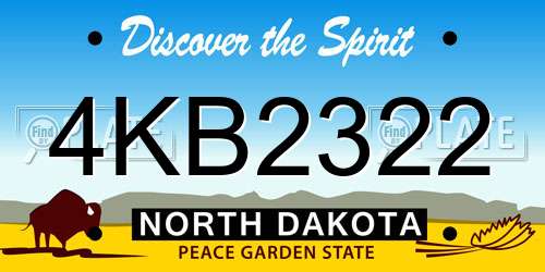 4KB2322 North Dakota License Plate
