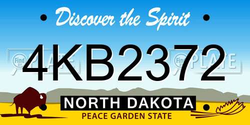 4KB2372 North Dakota License Plate