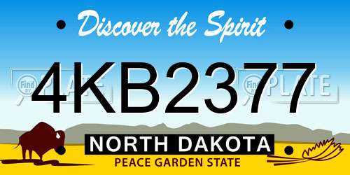 4KB2377 North Dakota License Plate