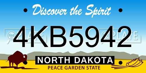 4KB5942 North Dakota License Plate
