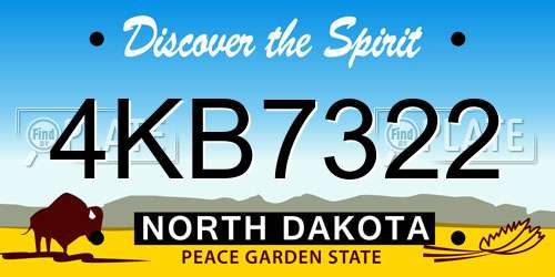 4KB7322 North Dakota License Plate