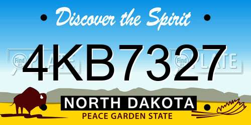 4KB7327 North Dakota License Plate