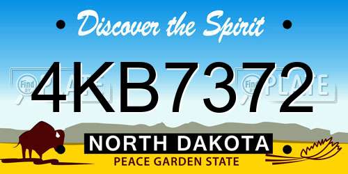4KB7372 North Dakota License Plate