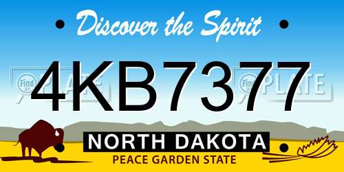 4KB7377 North Dakota License Plate