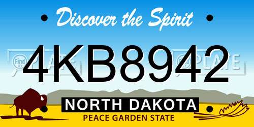 4KB8942 North Dakota License Plate