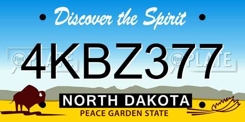 4KBZ377 North Dakota License Plate