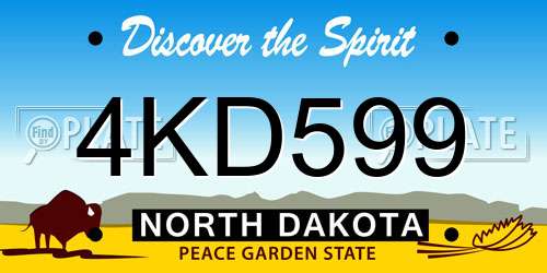 4KD599 North Dakota License Plate