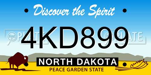 4KD899 North Dakota License Plate