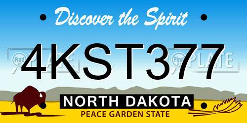 4KST377 North Dakota License Plate