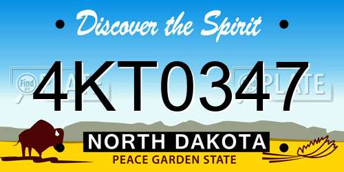 4KT0347 North Dakota License Plate