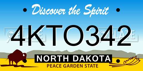 4KTO342 North Dakota License Plate