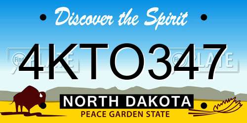 4KTO347 North Dakota License Plate