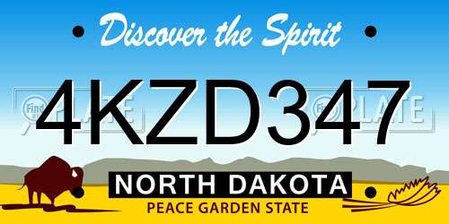 4KZD347 North Dakota License Plate