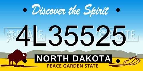 4L35525 North Dakota License Plate