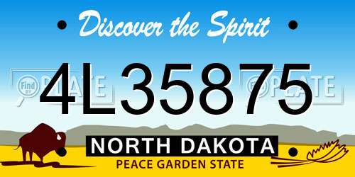 4L35875 North Dakota License Plate