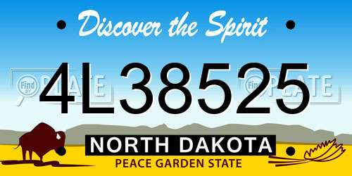 4L38525 North Dakota License Plate