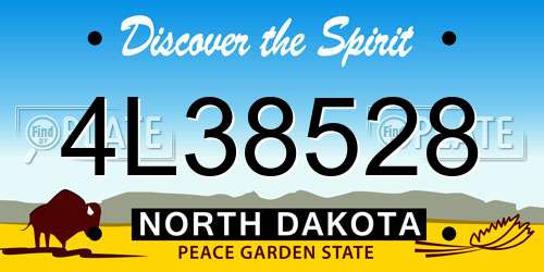 4L38528 North Dakota License Plate
