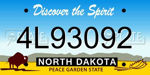 4L93092 North Dakota License Plate