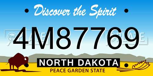 4M87769 North Dakota License Plate